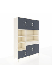 Hyperion Dolap 10 Raflı Tek Çekmeceli 6 Kapaklı 132x44x195 Aytaşı-Antrasit/Aytaşı