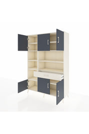 Hyperion Dolap 10 Raflı Tek Çekmeceli 6 Kapaklı 132x44x195 Aytaşı-Antrasit/Aytaşı