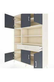 Hyperion Dolap 10 Raflı Tek Çekmeceli 6 Kapaklı 132x44x195 Aytaşı-Antrasit/Aytaşı