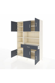 Hyperion Dolap 10 Raflı Tek Çekmeceli 6 Kapaklı 132x44x195 Aytaşı-Antrasit/Antrasit