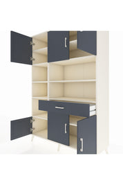 Hyperion Dolap 10 Raflı Tek Çekmeceli 6 Kapaklı 132x44x195 Aytaşı-Antrasit/Antrasit