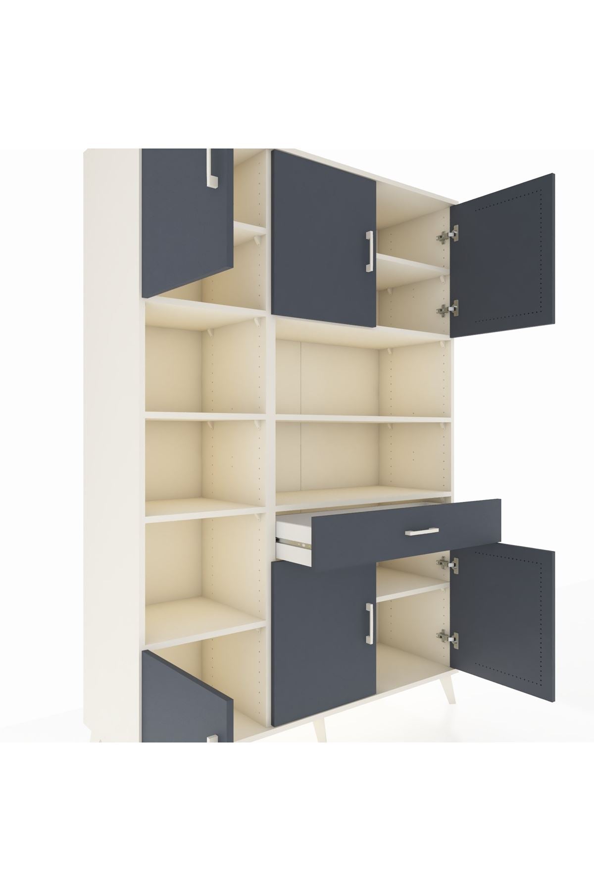 Hyperion Dolap 10 Raflı Tek Çekmeceli 6 Kapaklı 132x44x195 Aytaşı-Antrasit/Antrasit