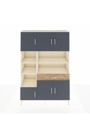 Hyperion Dolap 10 Raflı Tek Çekmeceli 6 Kapaklı 132x44x195 Aytaşı-Antrasit/Çam