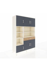 Hyperion Dolap 10 Raflı Tek Çekmeceli 6 Kapaklı 132x44x195 Aytaşı-Antrasit/Çam