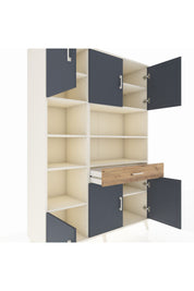 Hyperion Dolap 10 Raflı Tek Çekmeceli 6 Kapaklı 132x44x195 Aytaşı-Antrasit/Çam