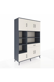 Hyperion Dolap 10 Raflı Tek Çekmeceli 6 Kapaklı 132x44x195 Antrasit-Aytaşı/Aytaşı