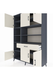 Hyperion Dolap 10 Raflı Tek Çekmeceli 6 Kapaklı 132x44x195 Antrasit-Aytaşı/Aytaşı