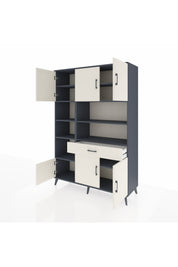 Hyperion Dolap 10 Raflı Tek Çekmeceli 6 Kapaklı 132x44x195 Antrasit-Aytaşı/Aytaşı