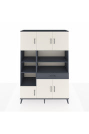 Hyperion Dolap 10 Raflı Tek Çekmeceli 6 Kapaklı 132x44x195 Antrasit-Aytaşı/Antrasit