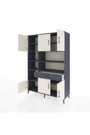 Hyperion Dolap 10 Raflı Tek Çekmeceli 6 Kapaklı 132x44x195 Antrasit-Aytaşı/Antrasit