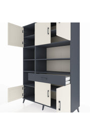 Hyperion Dolap 10 Raflı Tek Çekmeceli 6 Kapaklı 132x44x195 Antrasit-Aytaşı/Antrasit