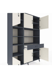 Hyperion Dolap 10 Raflı Tek Çekmeceli 6 Kapaklı 132x44x195 Antrasit-Aytaşı/Antrasit