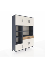 Hyperion Dolap 10 Raflı Tek Çekmeceli 6 Kapaklı 132x44x195 Antrasit-Aytaşı/Çam