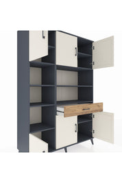 Hyperion Dolap 10 Raflı Tek Çekmeceli 6 Kapaklı 132x44x195 Antrasit-Aytaşı/Çam