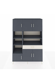 Hyperion Dolap 10 Raflı Tek Çekmeceli 6 Kapaklı 132x44x195 Antrasit-Antrasit/Aytaşı