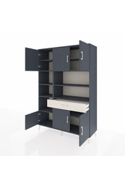 Hyperion Dolap 10 Raflı Tek Çekmeceli 6 Kapaklı 132x44x195 Antrasit-Antrasit/Aytaşı