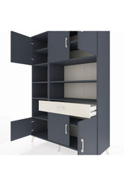 Hyperion Dolap 10 Raflı Tek Çekmeceli 6 Kapaklı 132x44x195 Antrasit-Antrasit/Aytaşı
