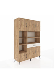 Hyperion Dolap 10 Raflı Tek Çekmeceli 6 Kapaklı 132x44x195 Çam-Çam/Aytaşı