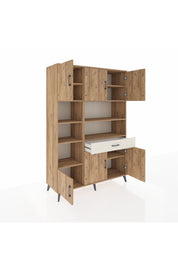 Hyperion Dolap 10 Raflı Tek Çekmeceli 6 Kapaklı 132x44x195 Çam-Çam/Aytaşı