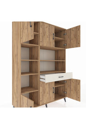 Hyperion Dolap 10 Raflı Tek Çekmeceli 6 Kapaklı 132x44x195 Çam-Çam/Aytaşı