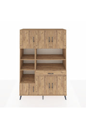 Hyperion Dolap 10 Raflı Tek Çekmeceli 6 Kapaklı 132x44x195 Çam-Çam/Çam