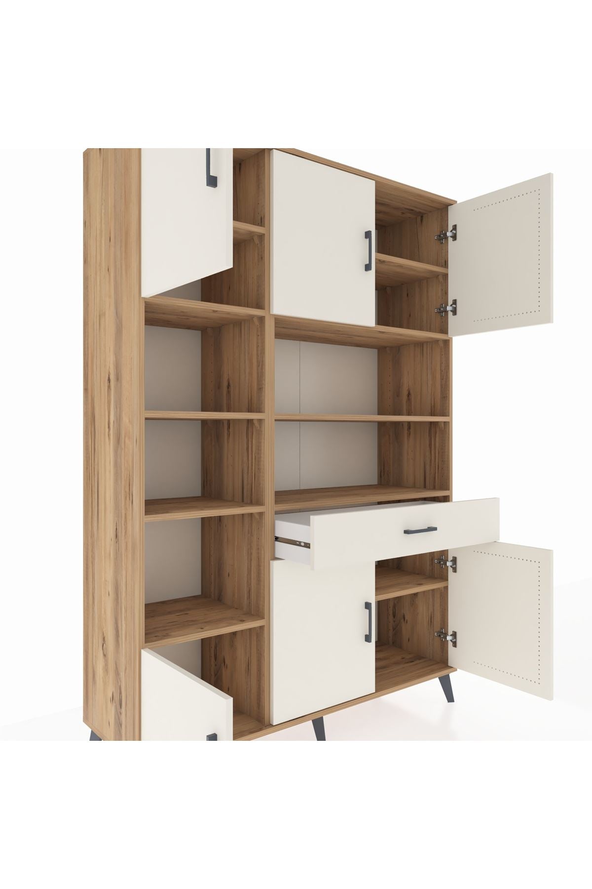 Hyperion Dolap 10 Raflı Tek Çekmeceli 6 Kapaklı 132x44x195 Çam-Aytaşı/Aytaşı