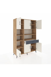 Hyperion Dolap 10 Raflı Tek Çekmeceli 6 Kapaklı 132x44x195 Çam-Aytaşı/Antrasit