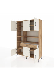 Hyperion Dolap 10 Raflı Tek Çekmeceli 6 Kapaklı 132x44x195 Çam-Aytaşı/Çam