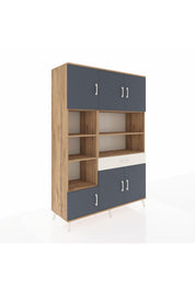 Hyperion Dolap 10 Raflı Tek Çekmeceli 6 Kapaklı 132x44x195 Çam-Antrasit/Aytaşı