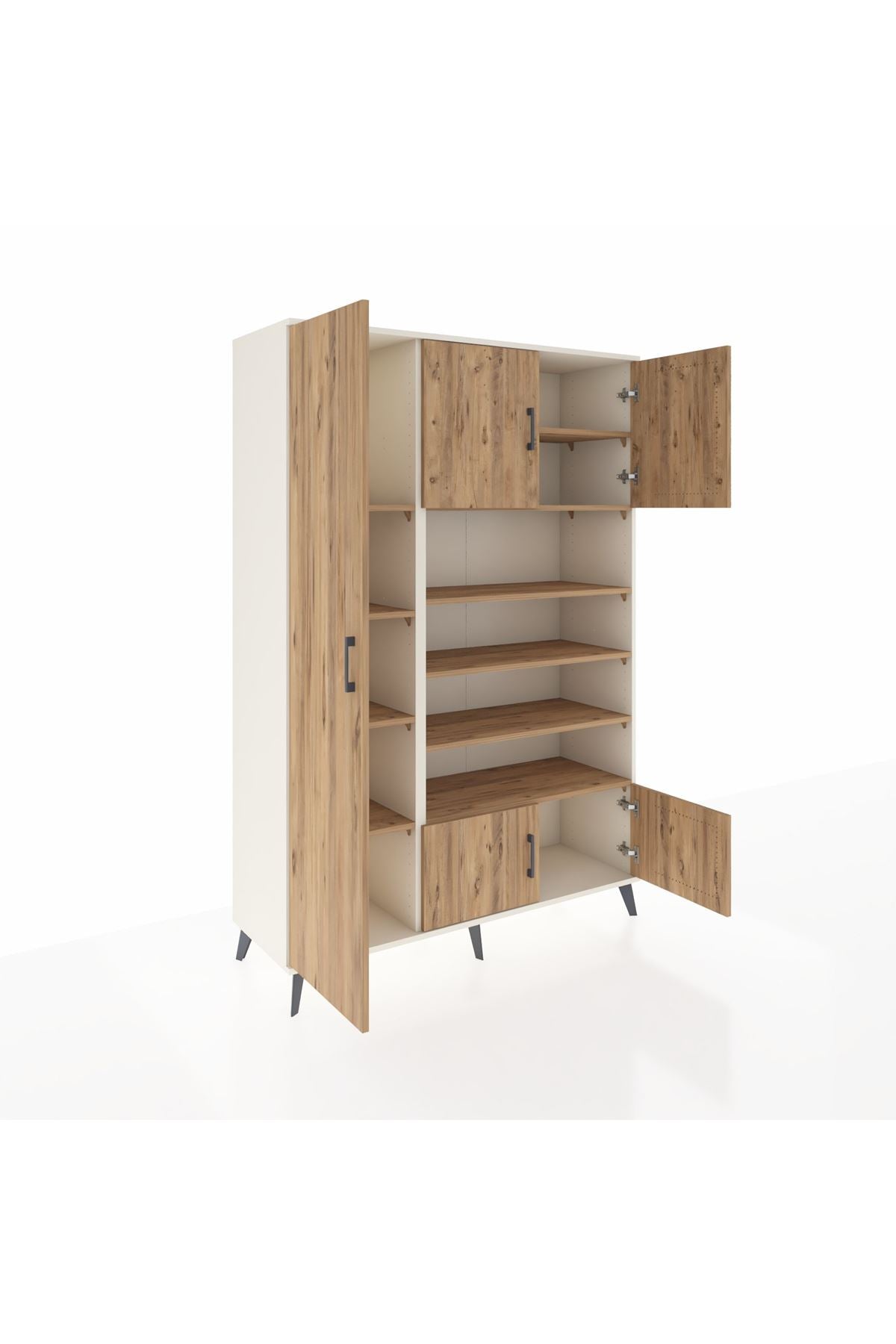 Hyperion Dolap 10 Raflı 5 Kapaklı 132x44x195 Aytaşı-Çam/Çam