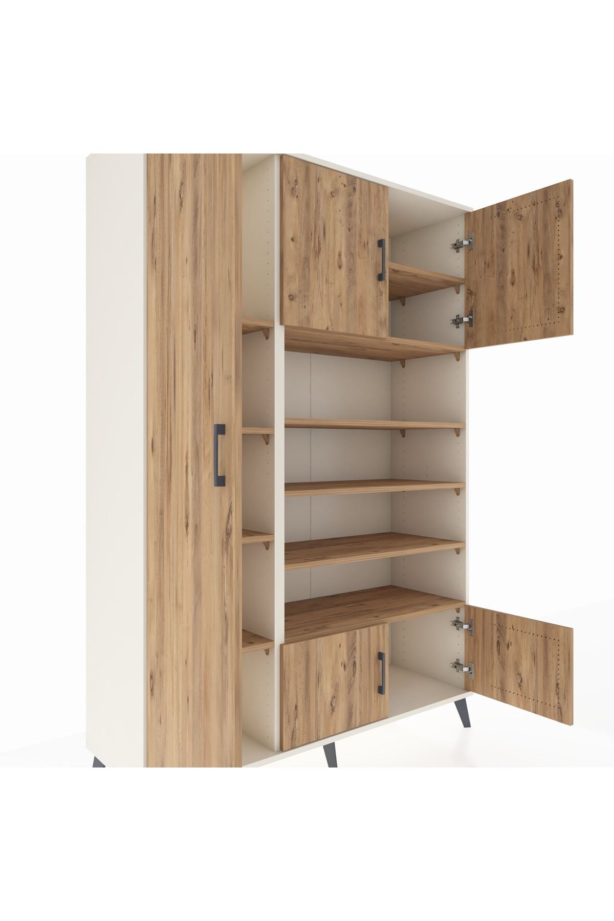 Hyperion Dolap 10 Raflı 5 Kapaklı 132x44x195 Aytaşı-Çam/Çam