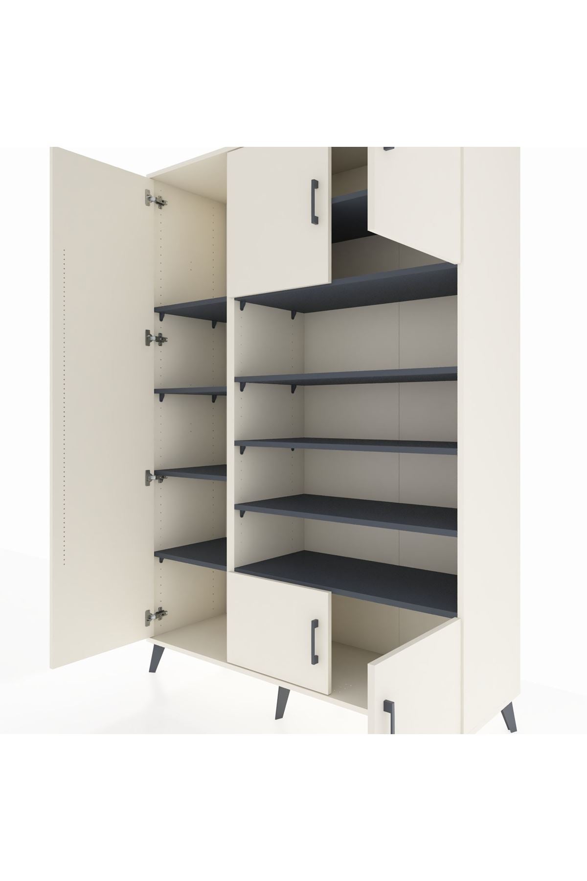 Hyperion Dolap 10 Raflı 5 Kapaklı 132x44x195 Aytaşı-Aytaşı/Antrasit