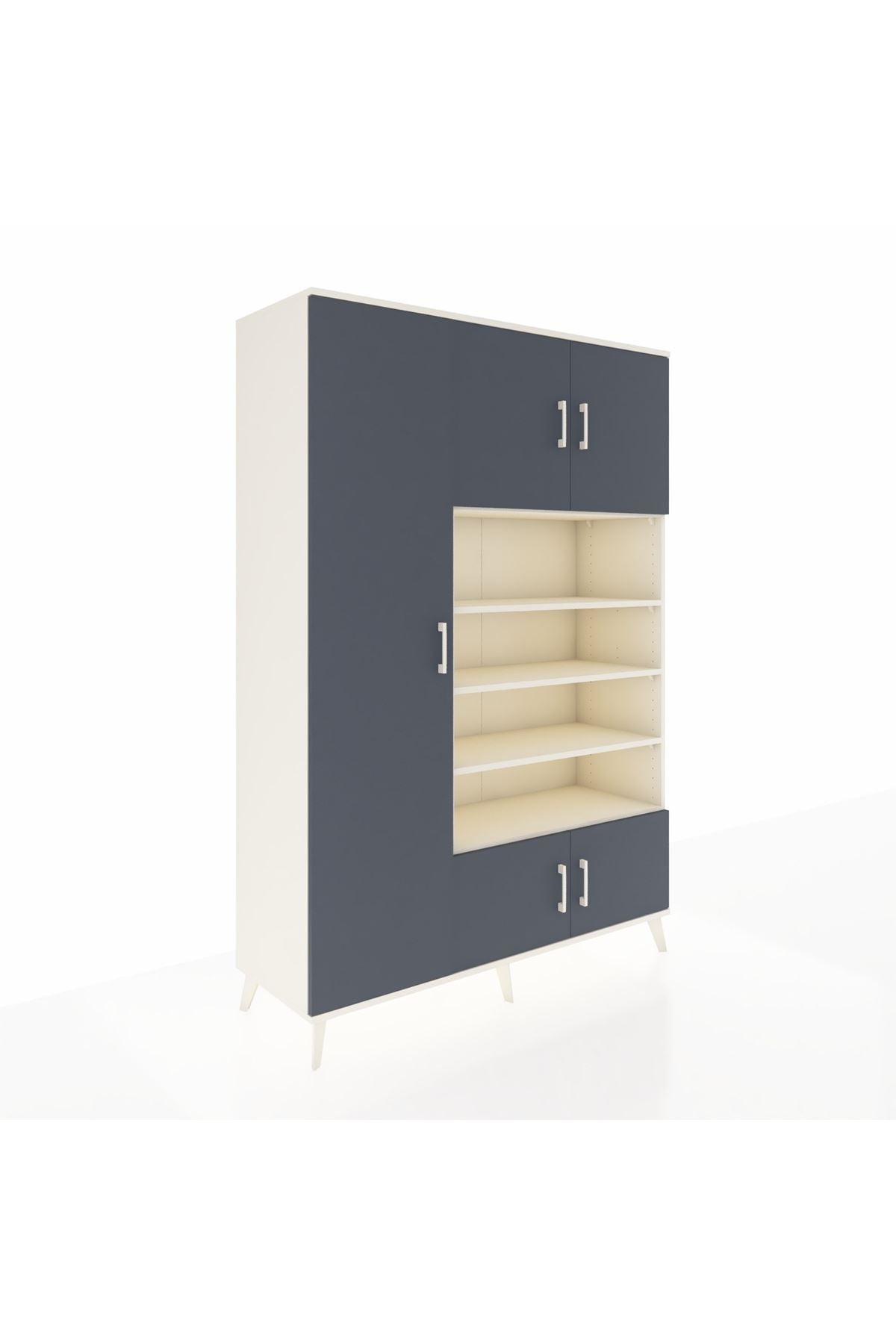 Hyperion Dolap 10 Raflı 5 Kapaklı 132x44x195 Aytaşı-Antrasit/Aytaşı