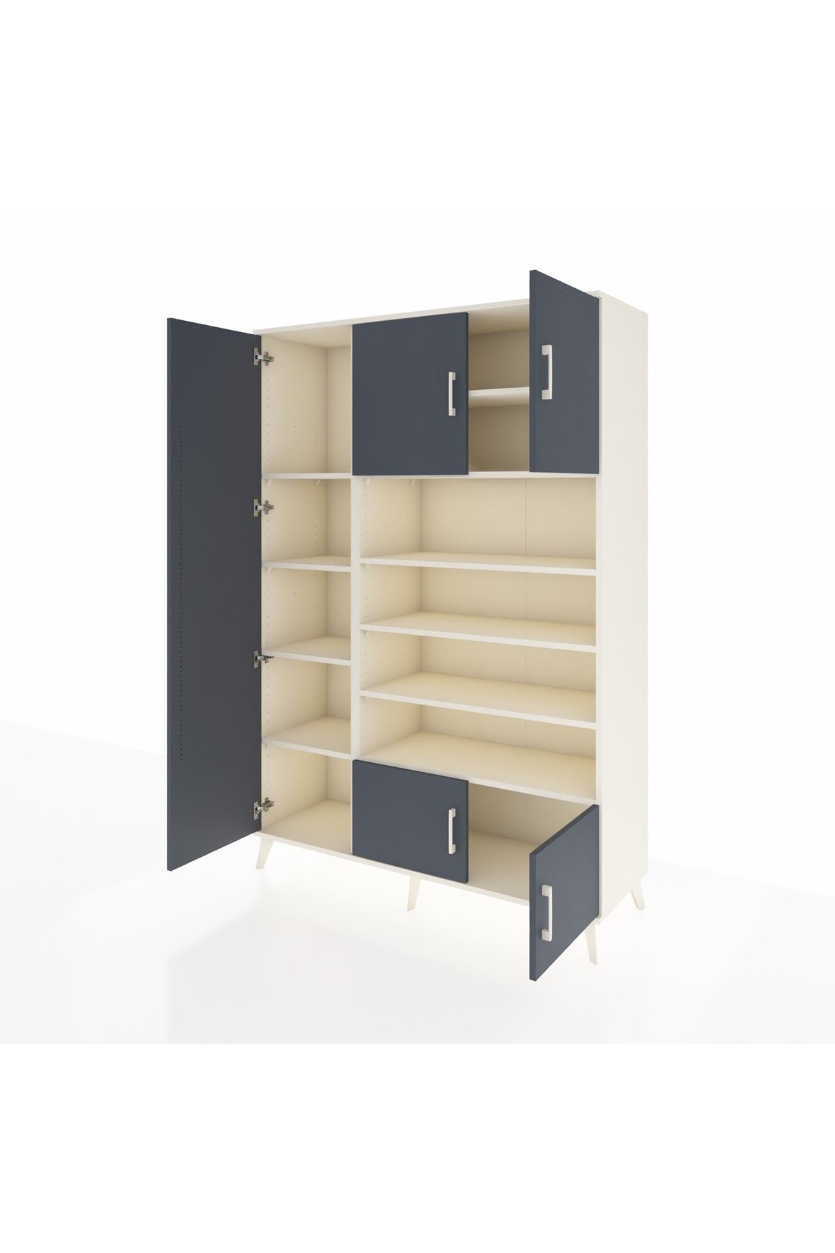 Hyperion Dolap 10 Raflı 5 Kapaklı 132x44x195 Aytaşı-Antrasit/Aytaşı