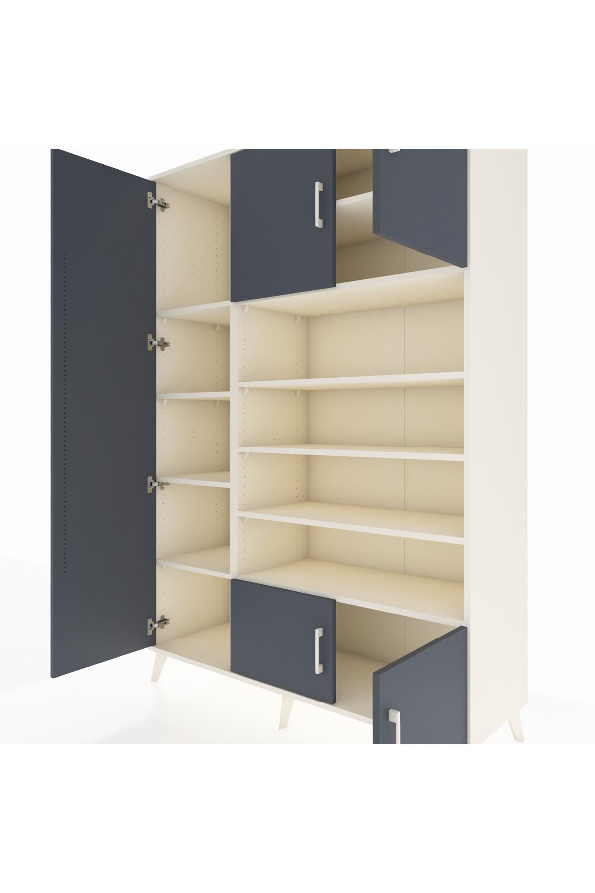 Hyperion Dolap 10 Raflı 5 Kapaklı 132x44x195 Aytaşı-Antrasit/Aytaşı