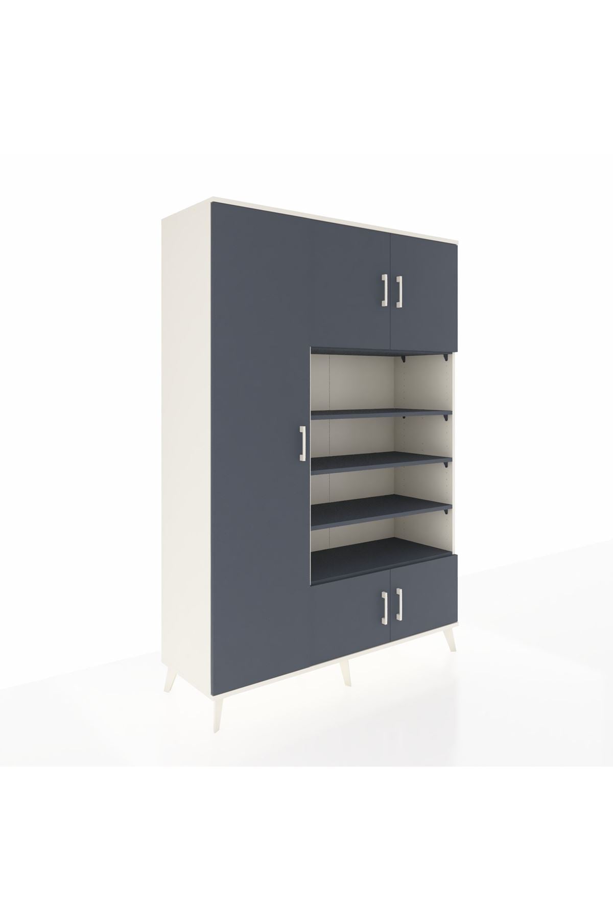 Hyperion Dolap 10 Raflı 5 Kapaklı 132x44x195 Aytaşı-Antrasit/Antrasit