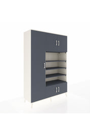 Hyperion Dolap 10 Raflı 5 Kapaklı 132x44x195 Aytaşı-Antrasit/Antrasit