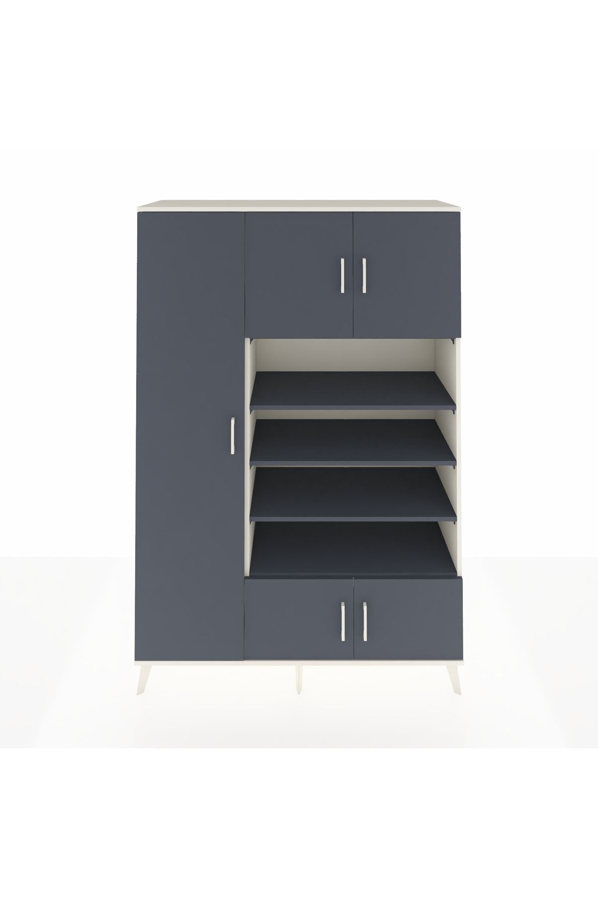 Hyperion Dolap 10 Raflı 5 Kapaklı 132x44x195 Aytaşı-Antrasit/Antrasit