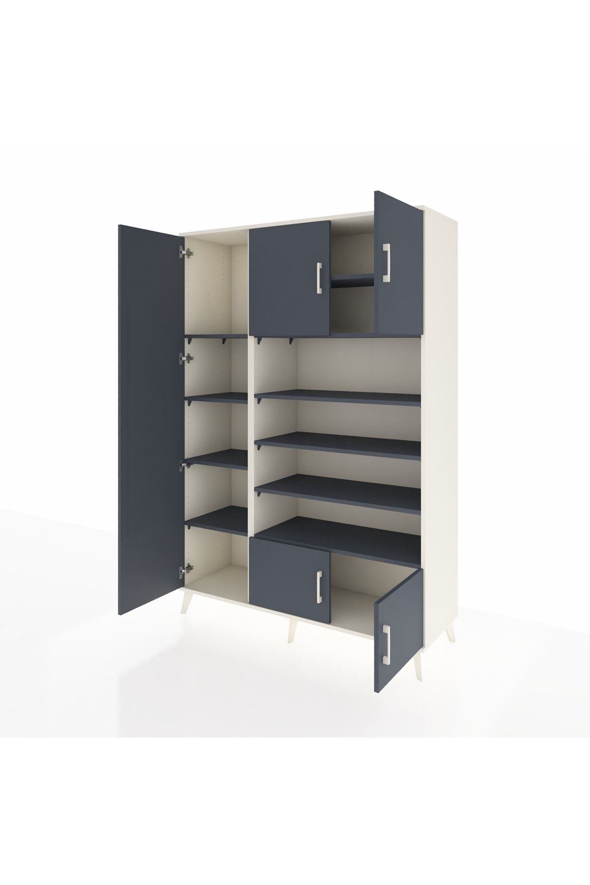 Hyperion Dolap 10 Raflı 5 Kapaklı 132x44x195 Aytaşı-Antrasit/Antrasit