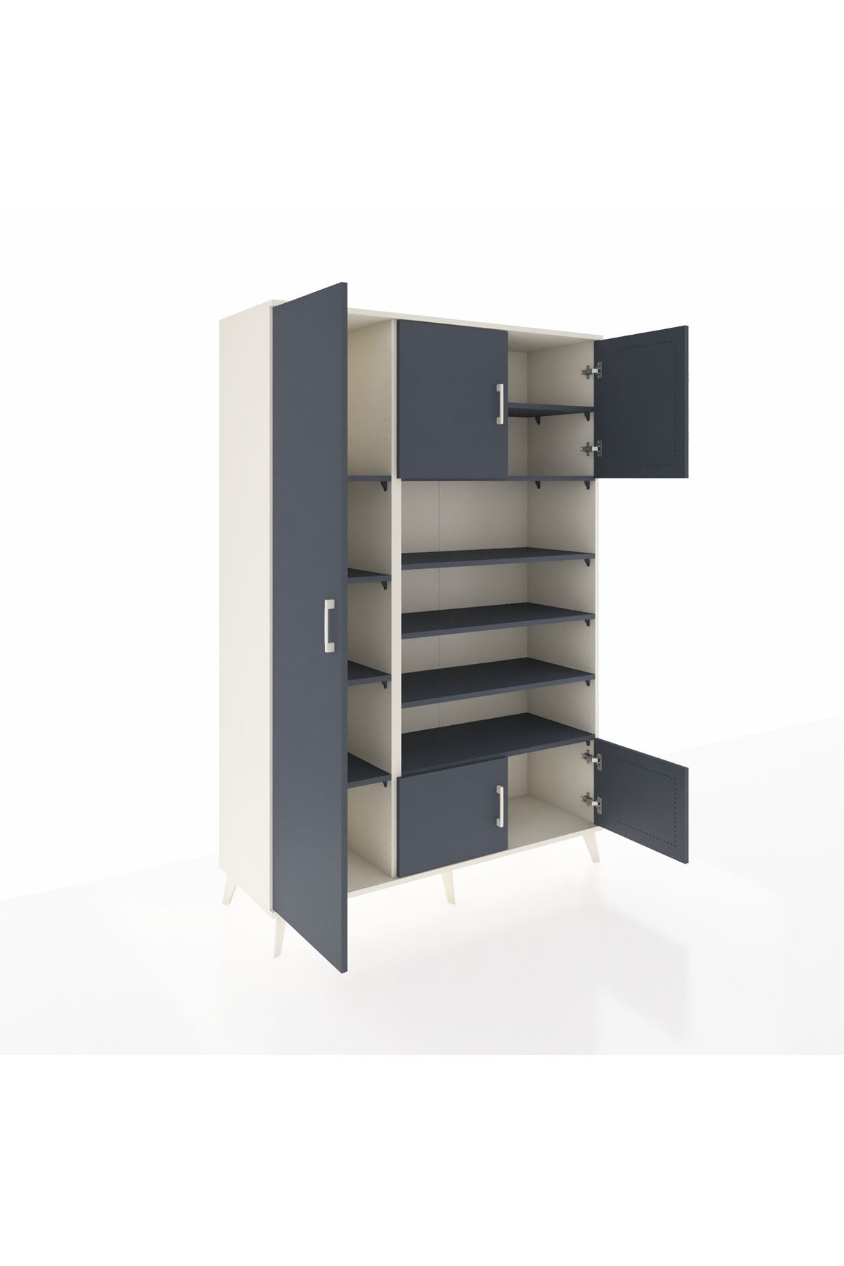 Hyperion Dolap 10 Raflı 5 Kapaklı 132x44x195 Aytaşı-Antrasit/Antrasit