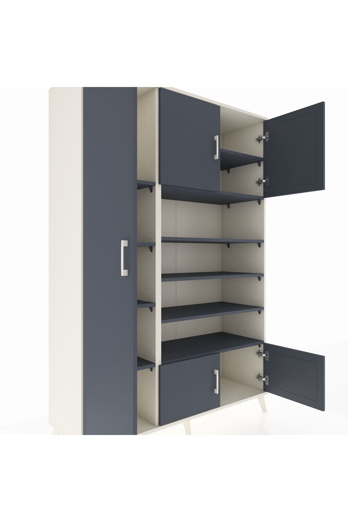 Hyperion Dolap 10 Raflı 5 Kapaklı 132x44x195 Aytaşı-Antrasit/Antrasit