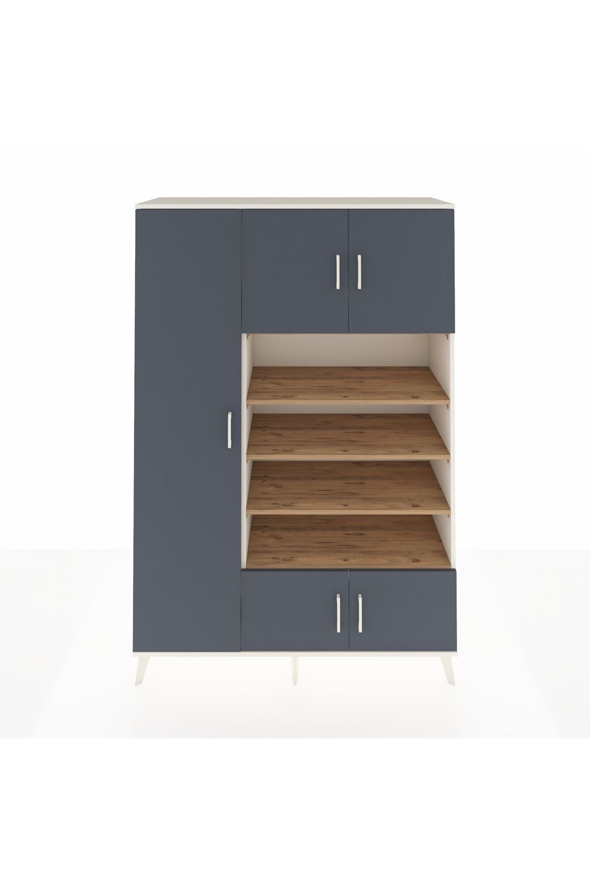 Hyperion Dolap 10 Raflı 5 Kapaklı 132x44x195 Aytaşı-Antrasit/Çam