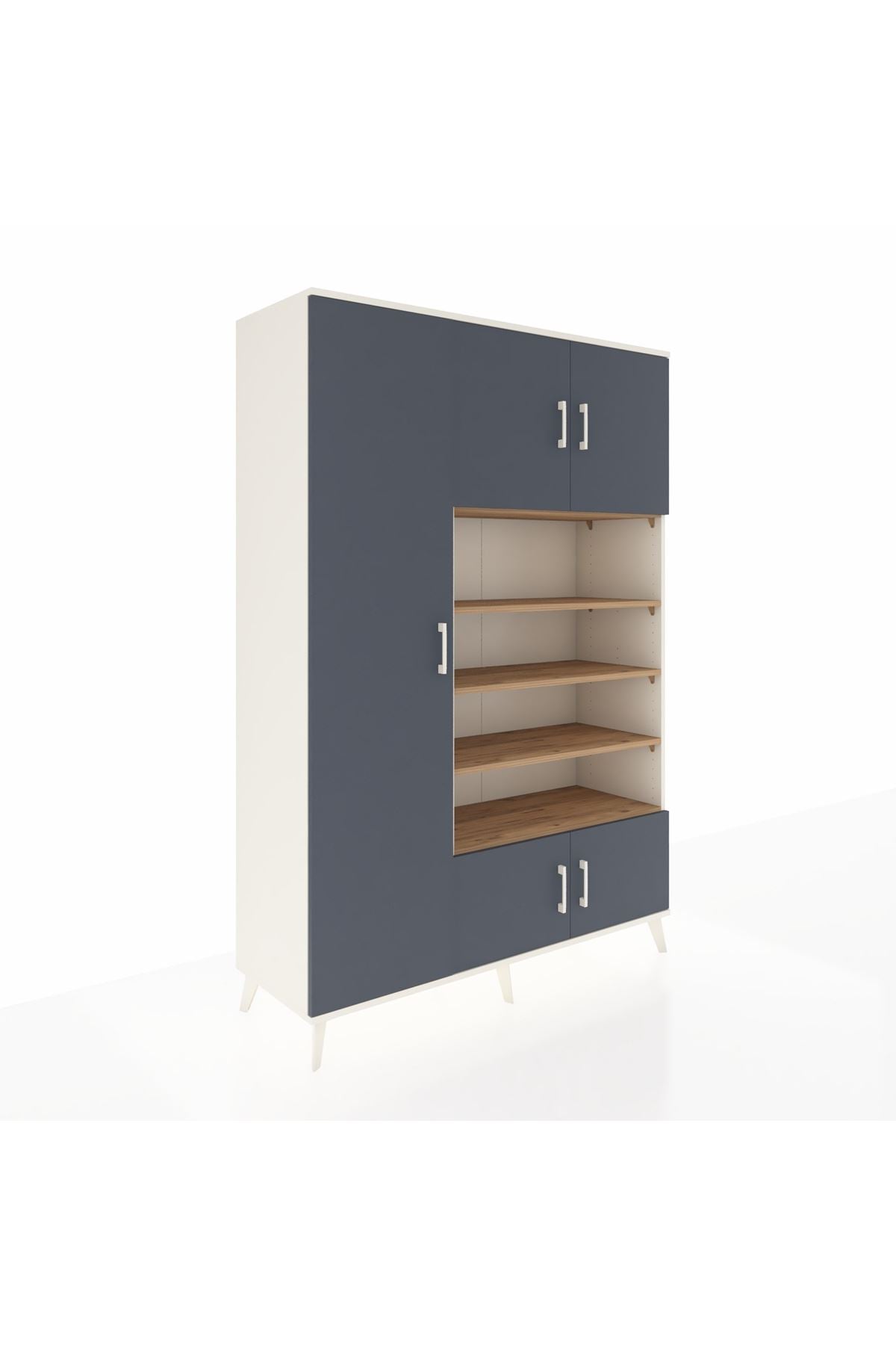 Hyperion Dolap 10 Raflı 5 Kapaklı 132x44x195 Aytaşı-Antrasit/Çam