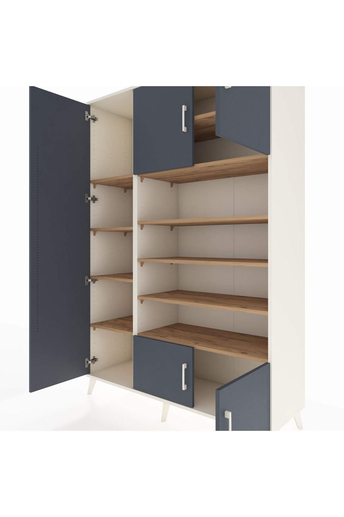 Hyperion Dolap 10 Raflı 5 Kapaklı 132x44x195 Aytaşı-Antrasit/Çam