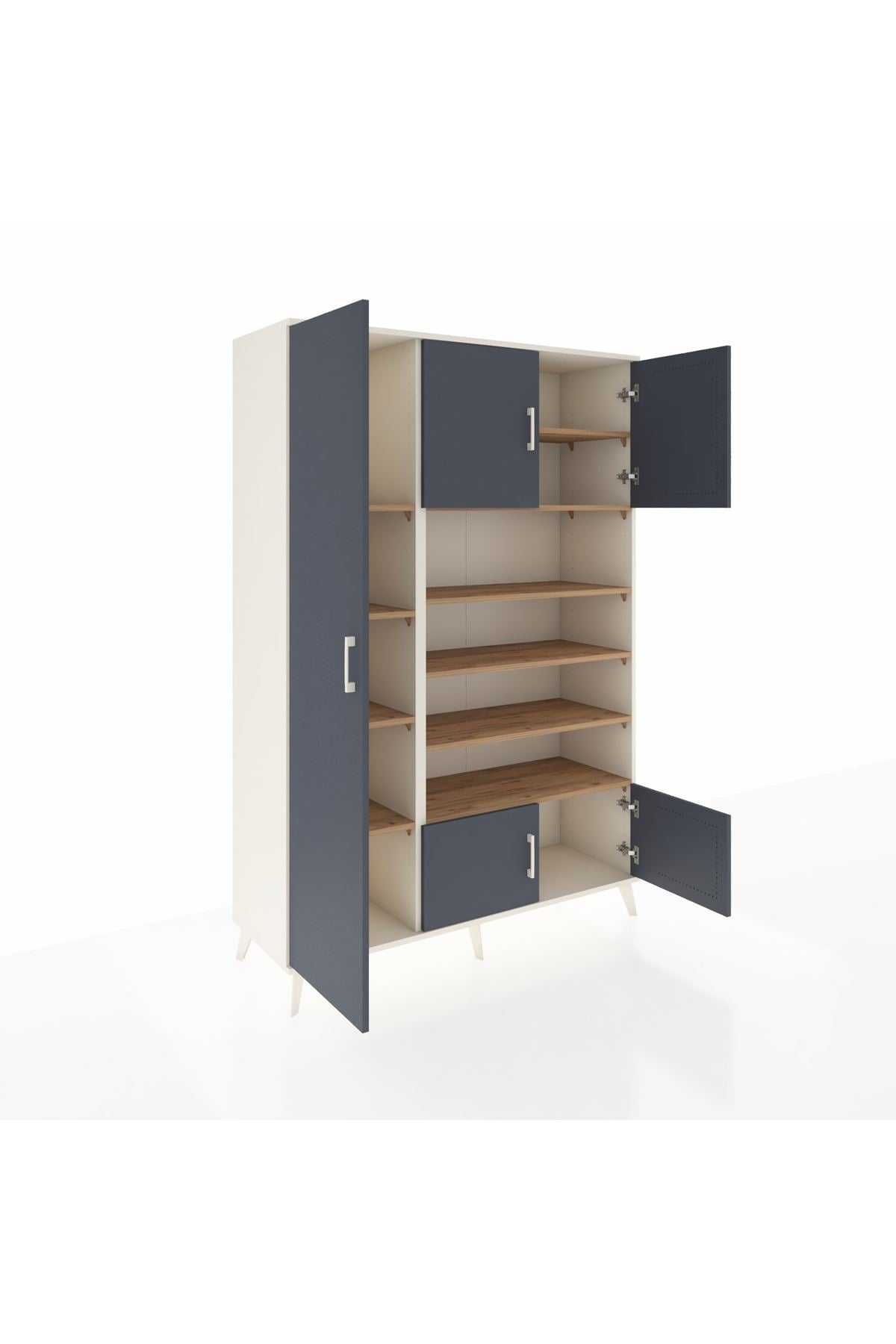 Hyperion Dolap 10 Raflı 5 Kapaklı 132x44x195 Aytaşı-Antrasit/Çam