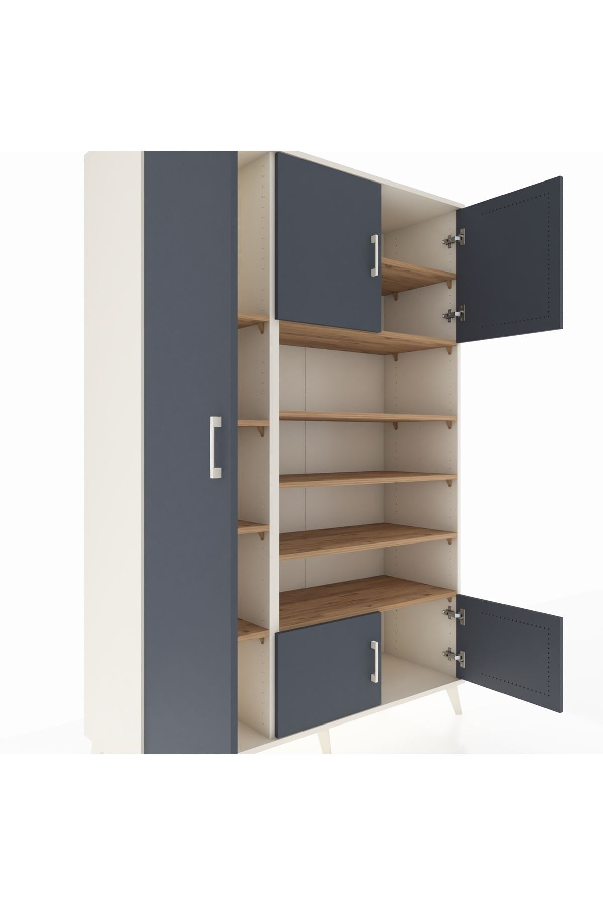 Hyperion Dolap 10 Raflı 5 Kapaklı 132x44x195 Aytaşı-Antrasit/Çam