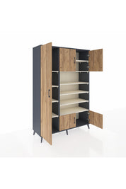 Hyperion Dolap 10 Raflı 5 Kapaklı 132x44x195 Antrasit-Çam/Aytaşı