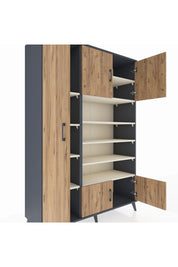 Hyperion Dolap 10 Raflı 5 Kapaklı 132x44x195 Antrasit-Çam/Aytaşı