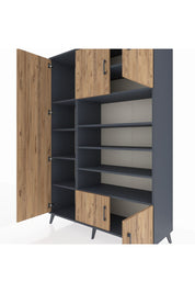 Hyperion Dolap 10 Raflı 5 Kapaklı 132x44x195 Antrasit-Çam/Antrasit