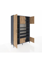 Hyperion Dolap 10 Raflı 5 Kapaklı 132x44x195 Antrasit-Çam/Antrasit